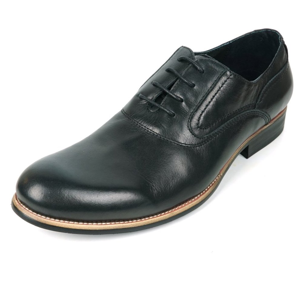 Encore by Fiesso FI-9053 Black Leather lace up Shoes